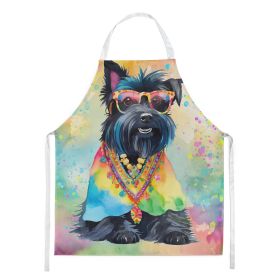 Scottish Terrier Hippie Dawg Apron Cooking Kitchen Server Baking Crafts Gardening for Adult Women Men, Unisex, Large, Multicolor (Default: Default)