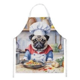 Pug The Chef Apron Cooking Kitchen Server Baking Crafts Gardening for Adult Women Men, Unisex, Large, Multicolor (Default: Default)