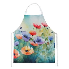 Anemones in Watercolor Apron Cooking Kitchen Server Baking Crafts Gardening for Adult Women Men, Unisex, Large, Multicolor (Default: Default)