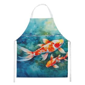 Koi Fish Apron Cooking Kitchen Server Baking Crafts Gardening for Adult Women Men, Unisex, Large, Multicolor (Default: Default)