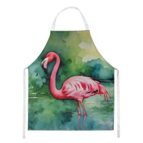 Flamingo Apron Cooking Kitchen Server Baking Crafts Gardening for Adult Women Men, Unisex, Large, Multicolor (Default: Default)