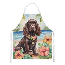 Cocker Spaniel Luau Apron Cooking Kitchen Server Baking Crafts Gardening for Adult Women Men, Unisex, Large, Multicolor (Default: Default)