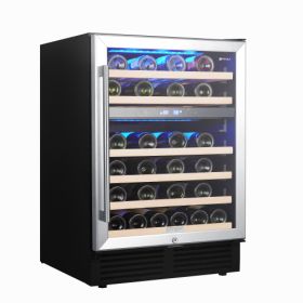 Wine Cabinet 24 Dual Zone Inch Wine Refrigerator 46 Bottles Built-in Wine Refrigerator (Color: Black)